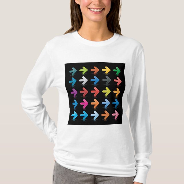 Glossy Arrows Set Vibrant Directional Pointers T-Shirt (Front)