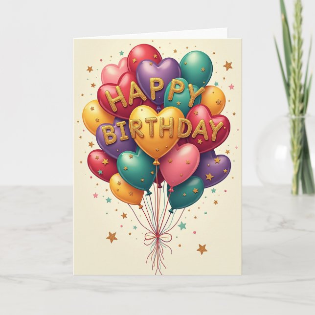 Glossy Balloons Birthday Card (Front)
