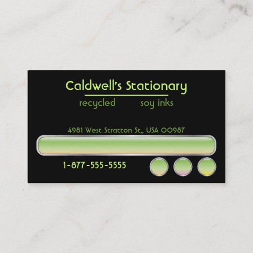 Customizable Glossy Bars and Buttons - Green Business Card Template