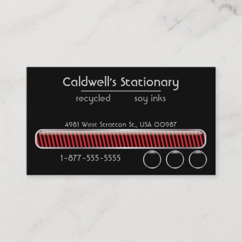 Glossy Bars and Buttons - Onyx and Red Business Card Template