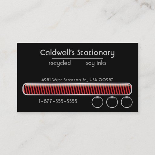 Customizable Glossy Bars and Buttons - Onyx and Red Business Card Template