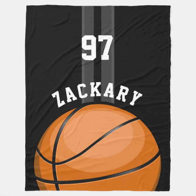 Glossy BasketBall Black Fleece Blanket (Front)