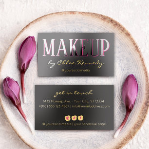 Glossy Black Hot Pink Makeup By Foil Spot Gloss Business Cards