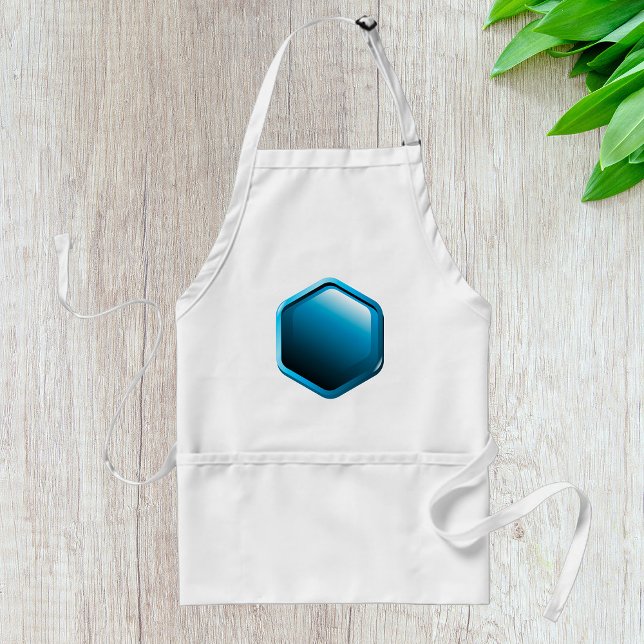 Glossy Blue Hexagon Icon Modern Geometric Adult Apron (Creator Uploaded)
