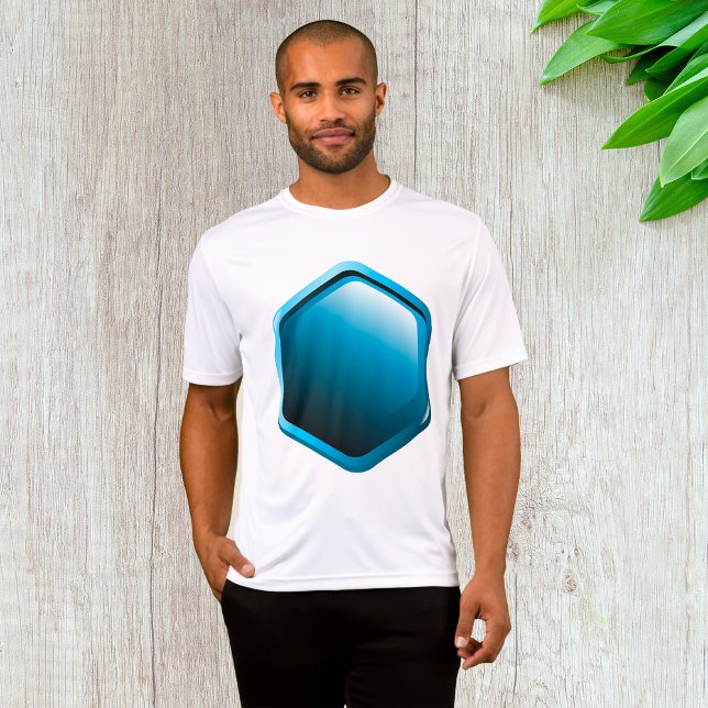 Glossy Blue Hexagon Icon Modern Geometric T-Shirt (Creator Uploaded)