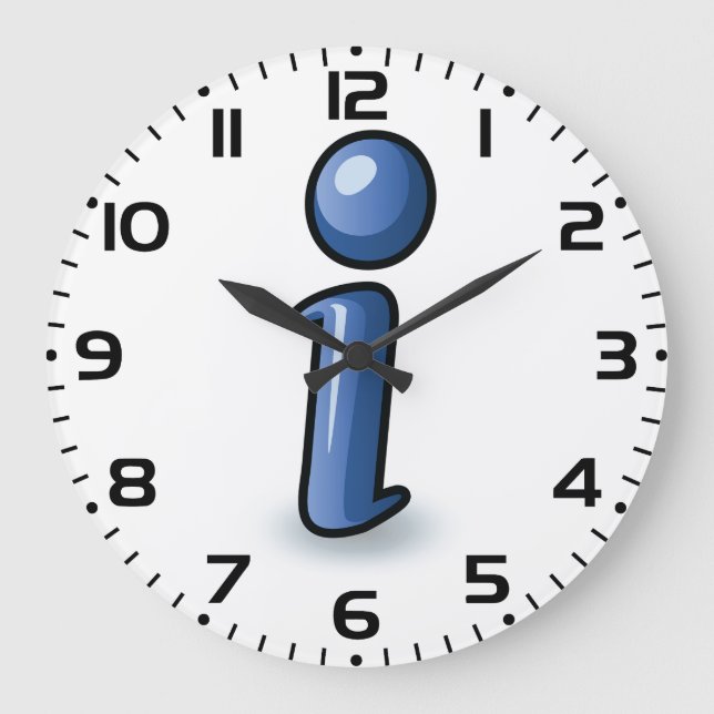 Glossy Blue Information Icon Symbol Large Clock (Front)