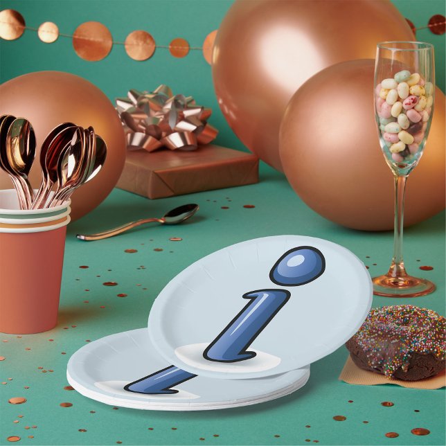 Glossy Blue Information Icon Symbol Paper Plates (Creator Uploaded)