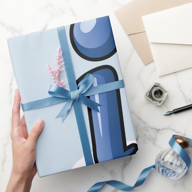 Glossy Blue Information Icon Symbol Wrapping Paper (Creator Uploaded)