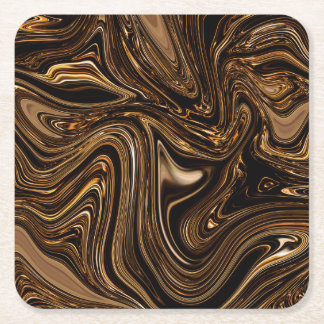 Glossy Brown Fluid in the Dark Square Paper Coaster