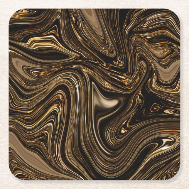 Glossy Brown Fluid in the Dark Square Paper Coaster (Front)