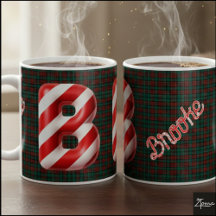 Glossy Candy Cane Striped Christmas Letter B