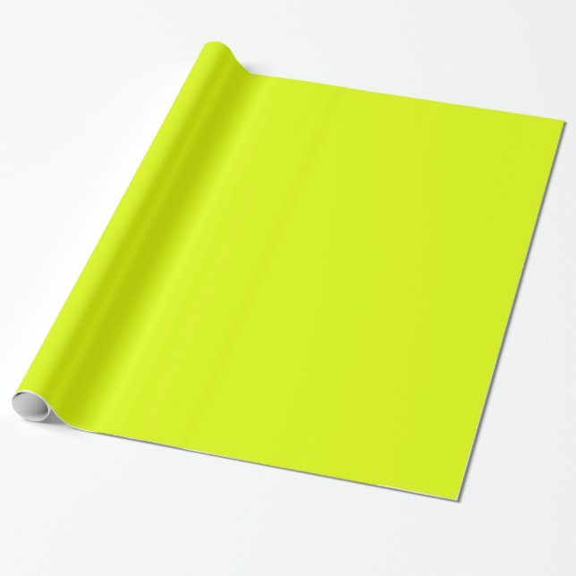 Glossy Chartreuse Yellow Color Wrapping Paper (Unrolled)