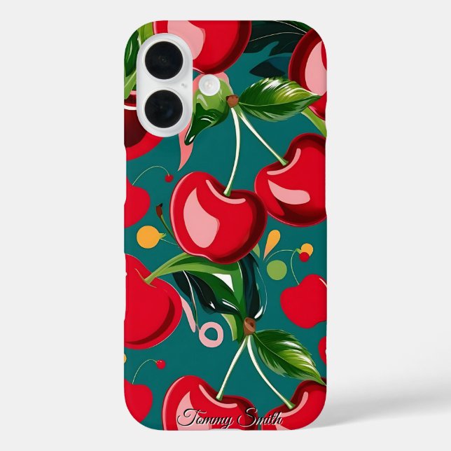 Glossy Cherry & Floral Pattern  Case-Mate iPhone Case (Back)