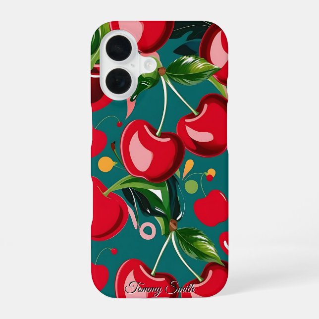 Glossy Cherry & Floral Pattern  Iphone Case (Back)
