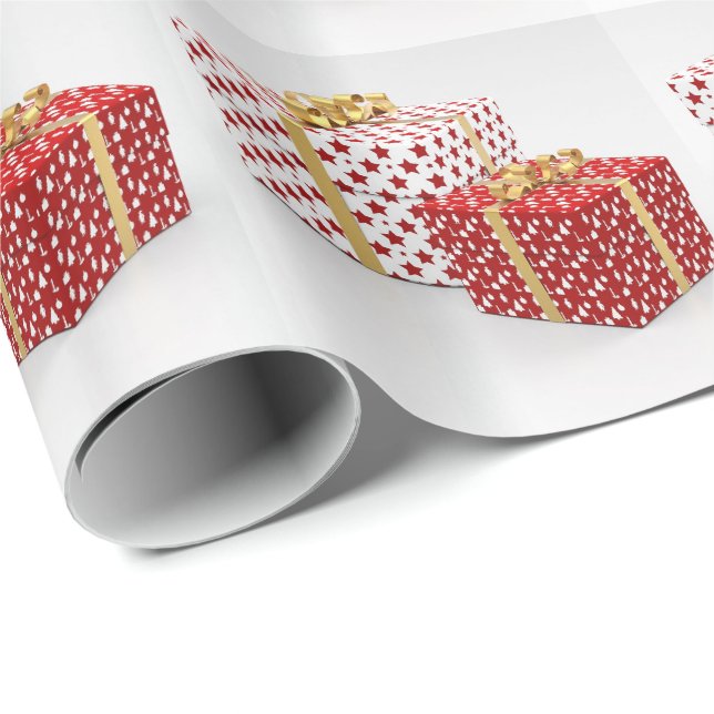 Glossy Christmas Presents Wrapped gifts  Design Wrapping Paper (Roll Corner)