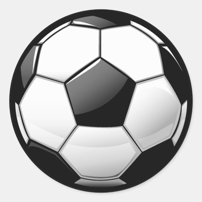 Glossy Classic Soccer Ball Round Sticker (Front)