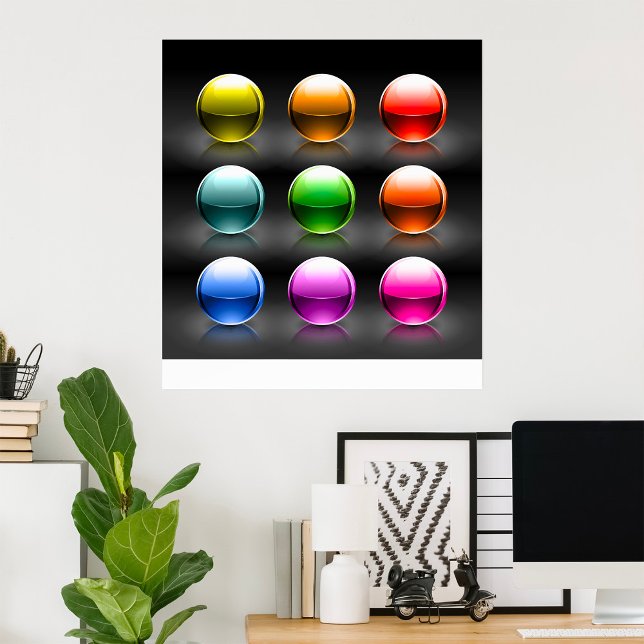 Glossy Colorful Sphere Icons Abstract Balls  Poster (Creator Uploaded)