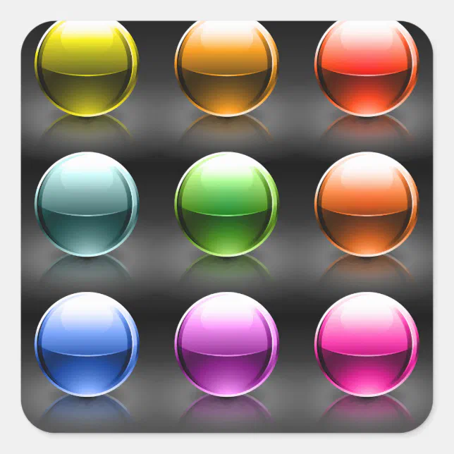 Glossy Colorful Sphere Icons Abstract Balls Square Sticker | Zazzle