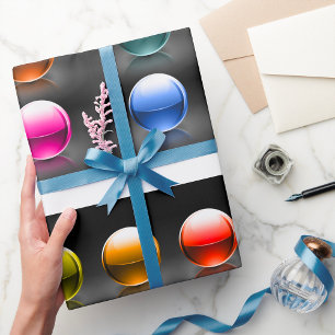 Glossy Colorful Sphere Icons Abstract Balls  Wrapping Paper