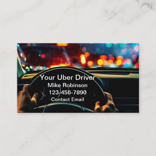 Glossy Cool Uber Car Service Driver Business Cards