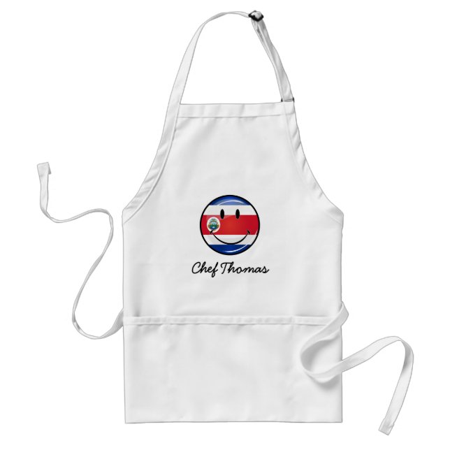 Glossy Costa Rican Flag Adult Apron (Front)