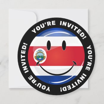 Glossy Costa Rican Flag Invitation by HappyPlanetShop at Zazzle