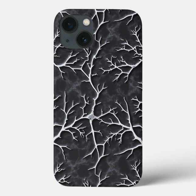 Glossy Dark Gray iPhone Case Branch Relief (Back)