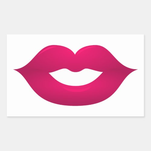Glossy Dark Pink Lips Rectangle Stickers