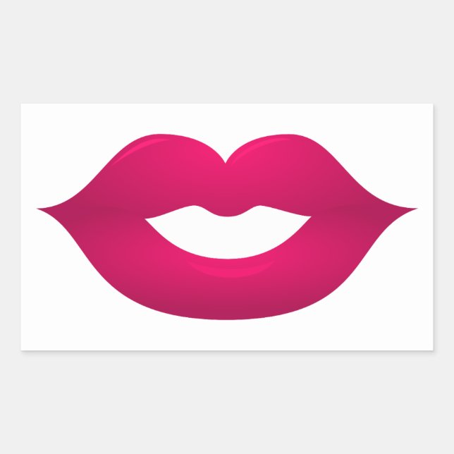 Glossy Dark Pink Lips Rectangle Stickers (Front)