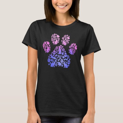 Glossy Easter Eggs Dog  Cat Paw Print Happy East T_Shirt