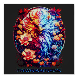 Glossy Electric Neon Eagle Poster
