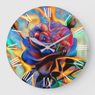 Glossy Elegant Unique Rose Art Dream Large Clock