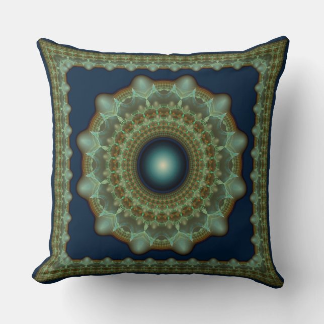 Glossy fabulous fractal ornament throw pillow (Front)
