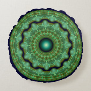 Glossy fairy fractal round ornament pillow