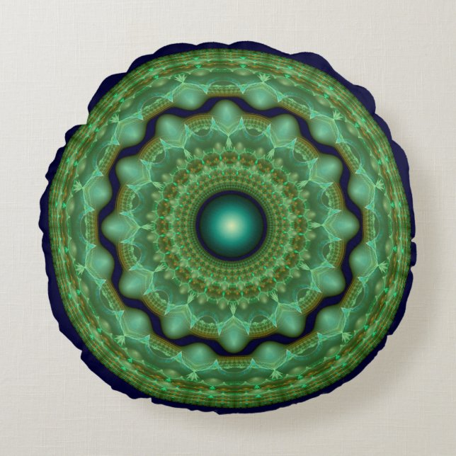 Glossy fairy fractal round ornament pillow (Front)