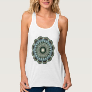 Glossy fractal ornament mandala tank top