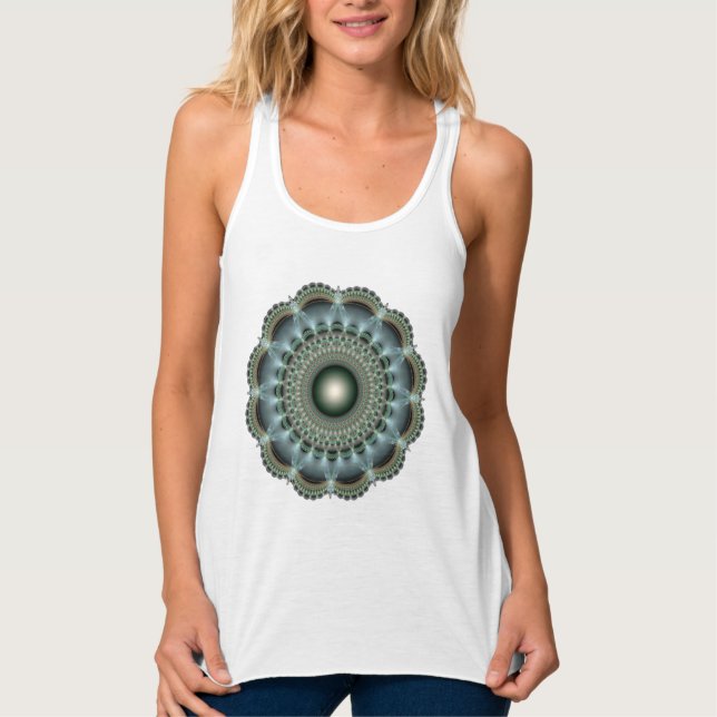 Glossy fractal ornament mandala tank top (Front)