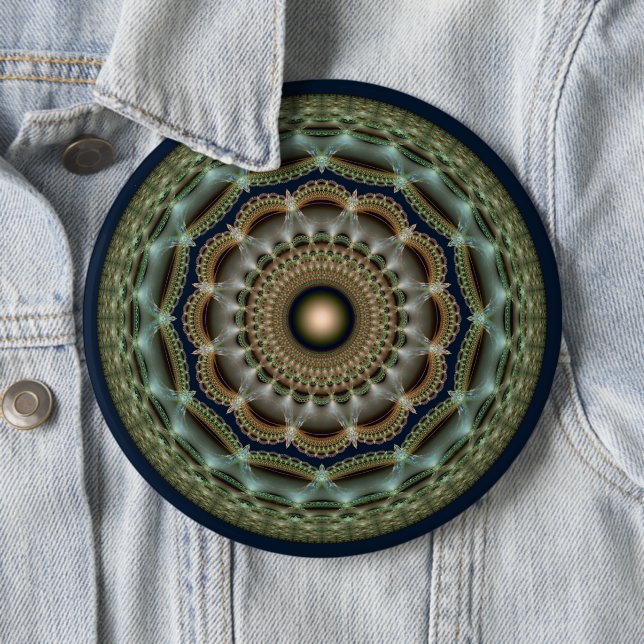 Glossy fractal round brilliant ornament button (In Situ)