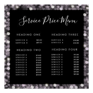 Glossy Glam Service Price List Menu Editable Print