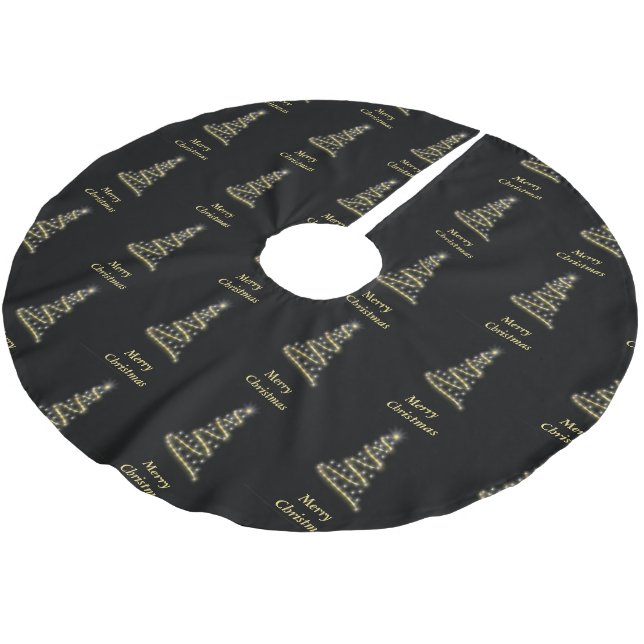 Glossy gold Christmas tree black Brushed Polyester Tree Skirt (Angled)