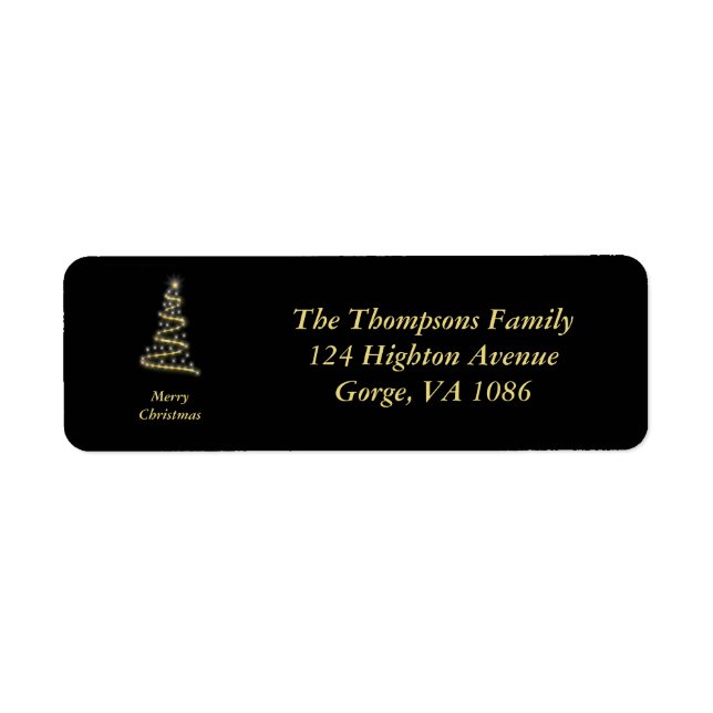 Glossy gold Christmas tree black Label (Front)