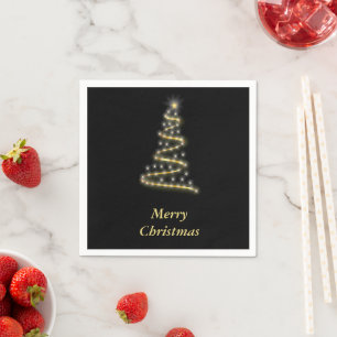 Glossy gold Christmas tree black Napkins