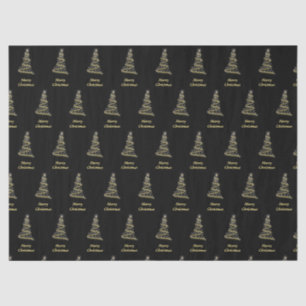 Glossy gold Christmas tree black Tissue Paper