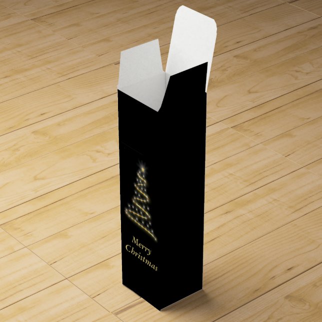 Glossy gold Christmas tree black Wine Box (Opened)