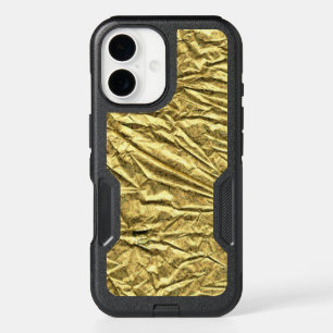 Glossy gold foil iPhone 16 case