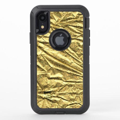 Glossy gold foil OtterBox defender iPhone XR case