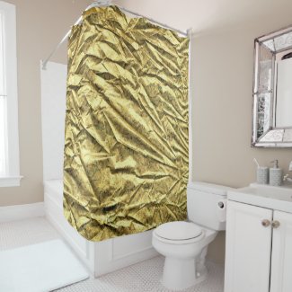 Glossy gold foil shower curtain