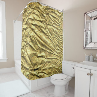 Glossy gold foil shower curtain