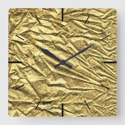 Glossy gold foil square wall clock