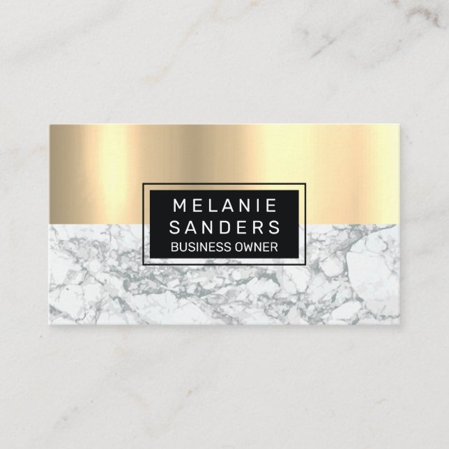 Glossy Gold Metal | Marble Business Card (Front)
